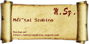 Mátai Szabina névjegykártya